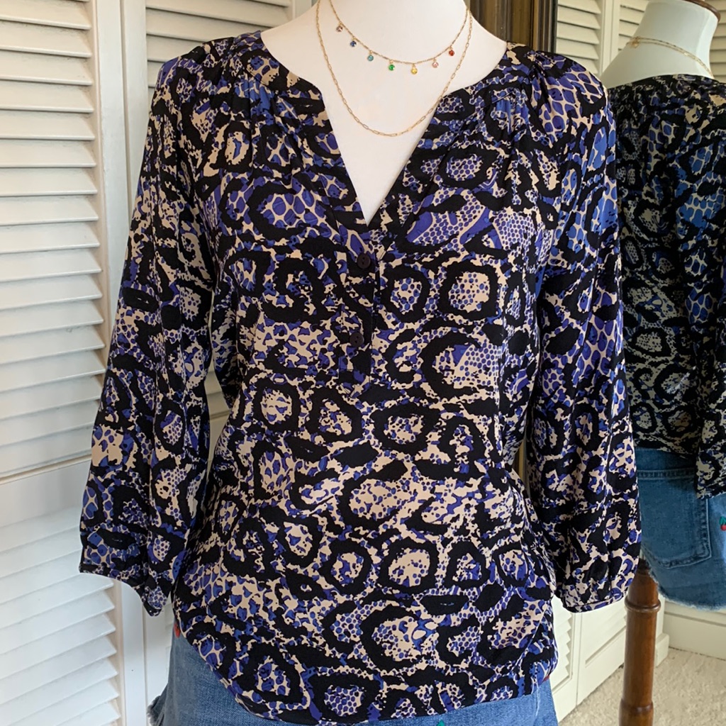 Tibi Silk Python Print Blouse